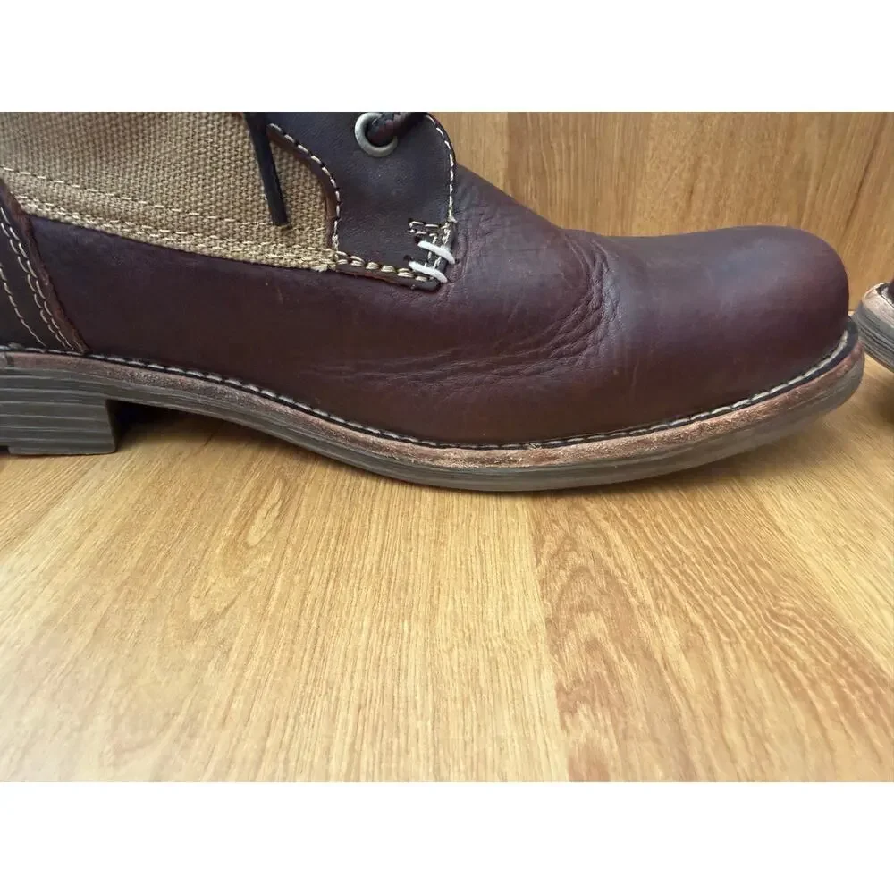 Levi’s Brown Leather Canvas Lace Up Boots Mens 9.5 Rugged Casual